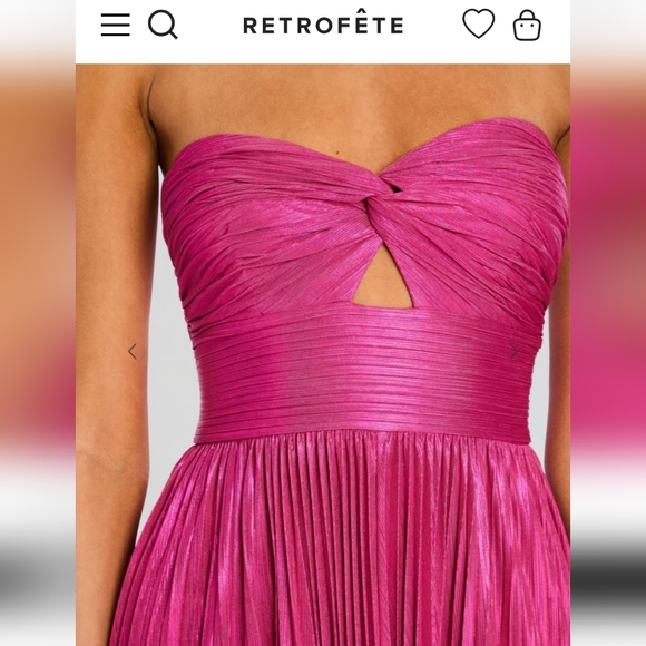 NWOT Retrofete Elora Dress XS Strapless Hot Pink Gown Maxi Dress Wedding Guest - Picture 8 of 13